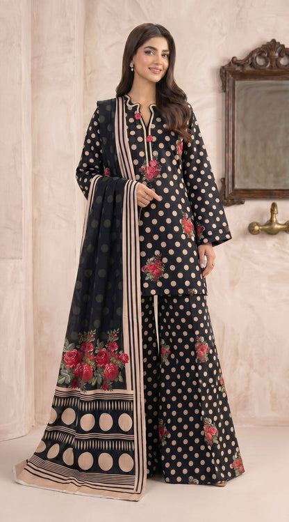 D# 11139 Black 3 PCS Unstitched Lawn