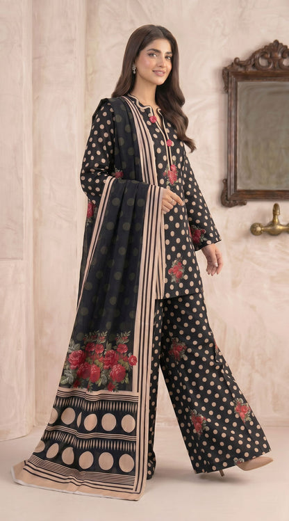 D# 11139 Black 3 PCS Unstitched Lawn