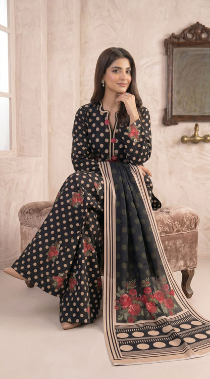 D# 11139 Black 3 PCS Unstitched Lawn