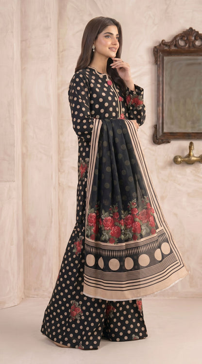 D# 11139 Black 3 PCS Unstitched Lawn