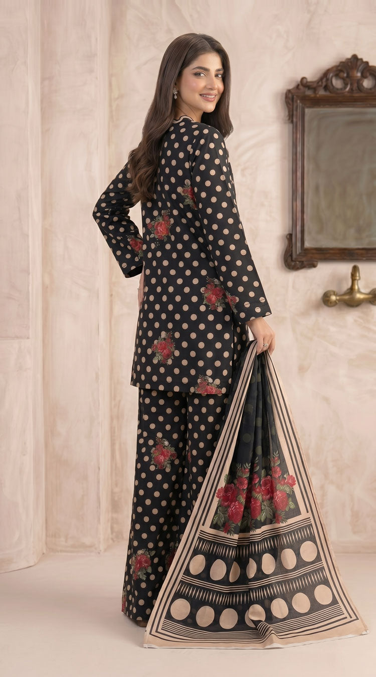 D# 11139 Black 3 PCS Unstitched Lawn