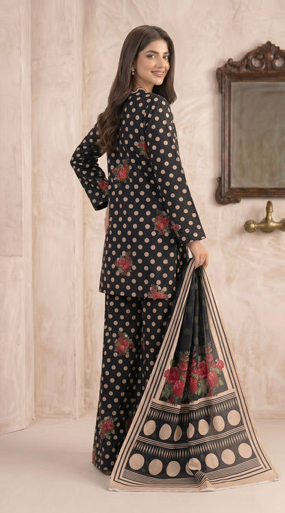 D# 11139 Black 3 PCS Unstitched Lawn