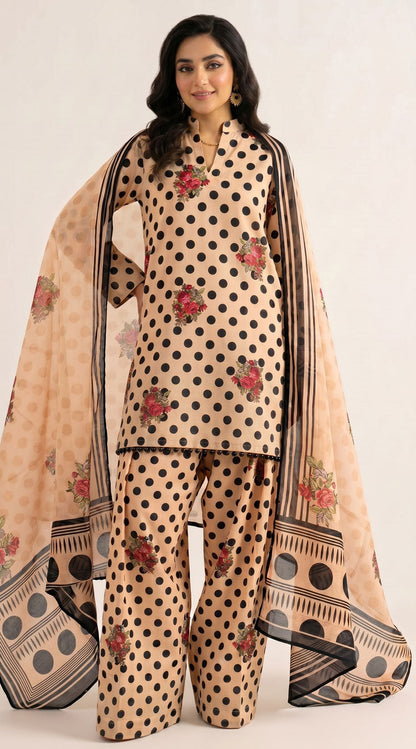 D# 11139 Skin & Black 3 PCS Unstitched Lawn