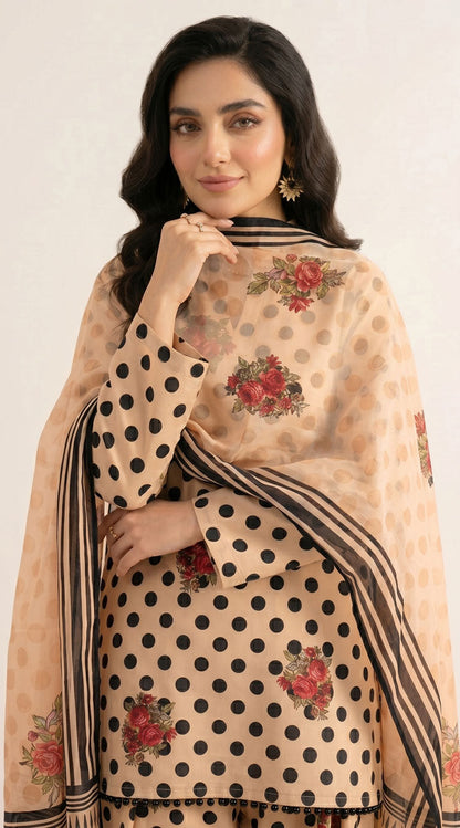 D# 11139 Skin & Black 3 PCS Unstitched Lawn