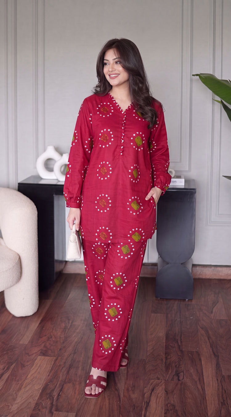DES # 11186-88 RED 2 Pcs Unstitched Lawn