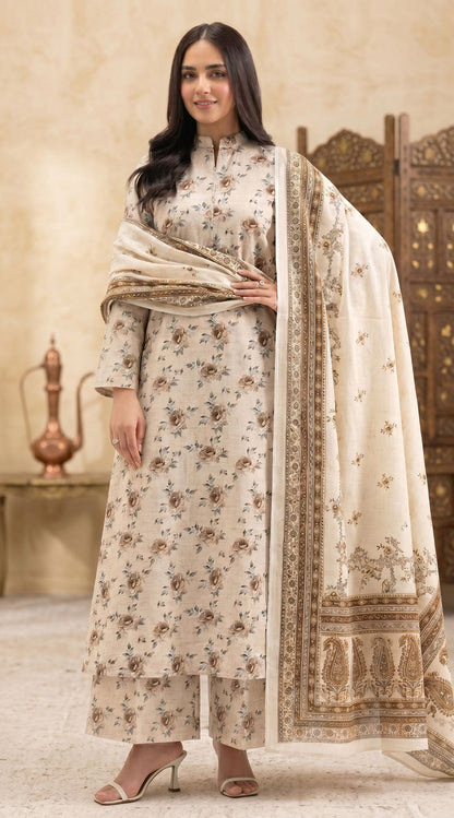 D# 4013 Beige Banadora Lawn 3 Pcs Unstitched
