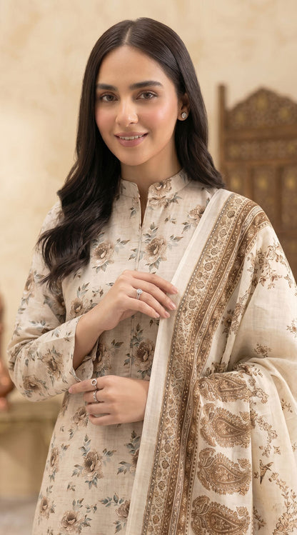 D# 4013 Beige Banadora Lawn 3 Pcs Unstitched