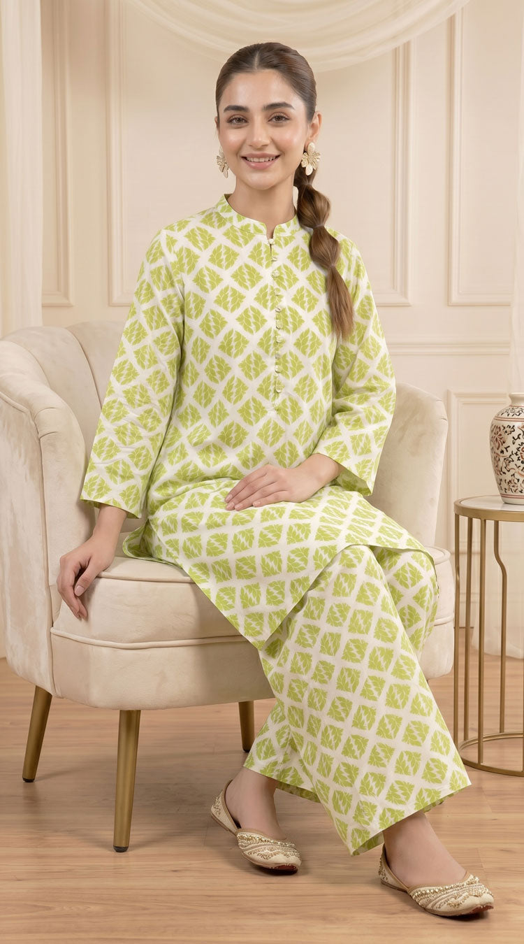 D# 1354 Pale Green 2 PCS Unstitched Lawn