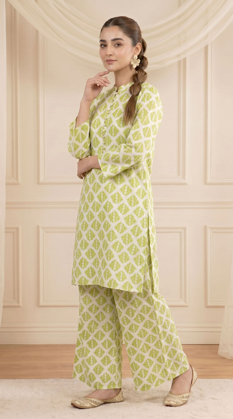 D# 1354 Pale Green 2 PCS Unstitched Lawn