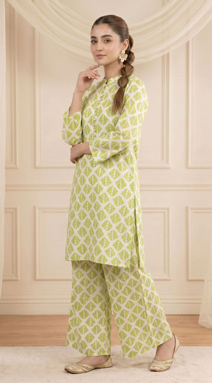 D# 1354 Pale Green 2 PCS Unstitched Lawn