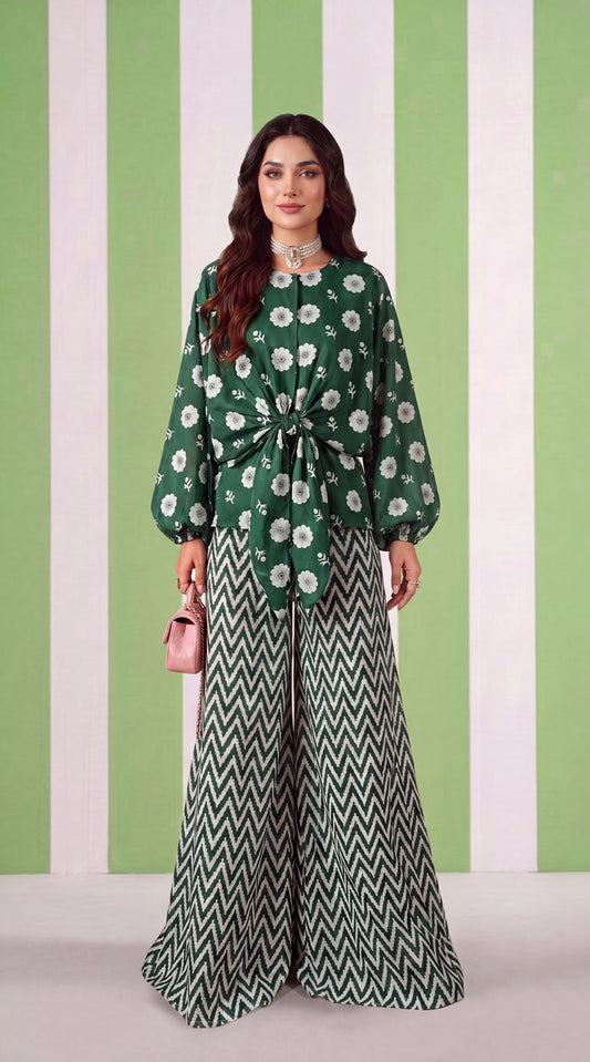 DES # 1375, Green 2 Pcs Unstitched Lawn