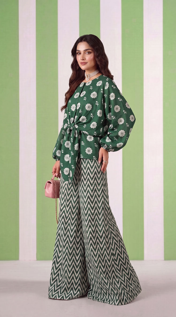 DES # 1375, Green 2 Pcs Unstitched Lawn