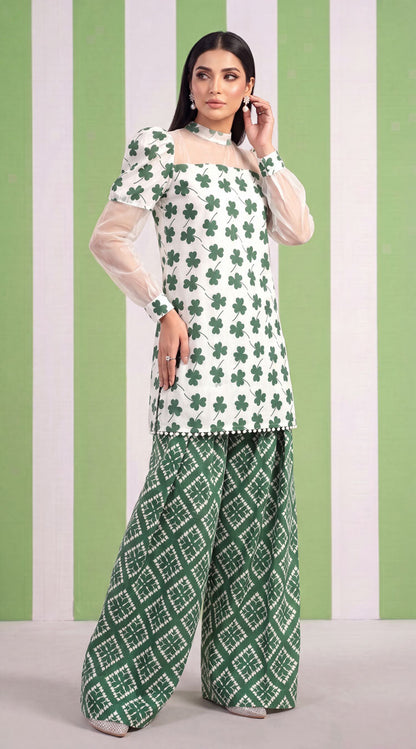 DES # 1377, Green 2 Pcs Unstitched Lawn