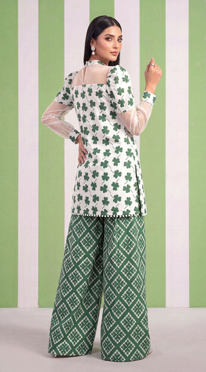 DES # 1377, Green 2 Pcs Unstitched Lawn
