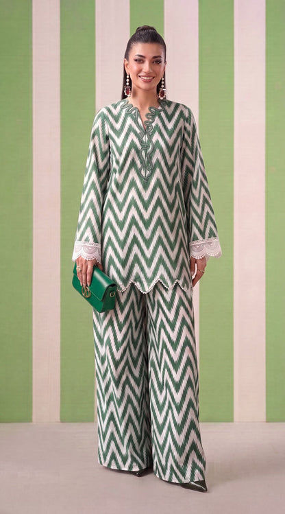 DES # 1379, Green 2 Pcs Unstitched Lawn