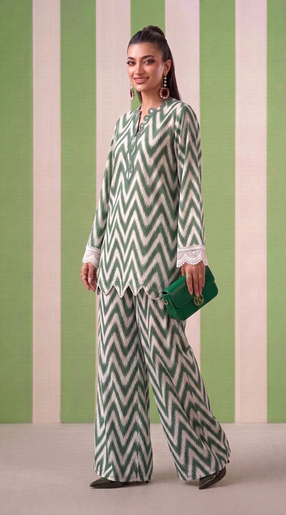 DES # 1379, Green 2 Pcs Unstitched Lawn
