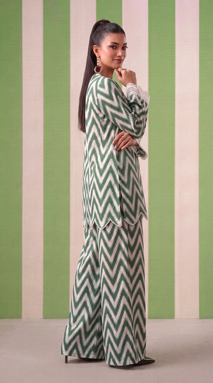 DES # 1379, Green 2 Pcs Unstitched Lawn