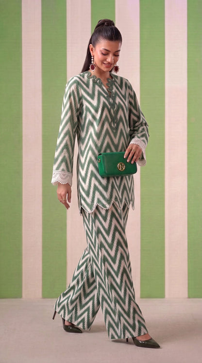 DES # 1379, Green 2 Pcs Unstitched Lawn