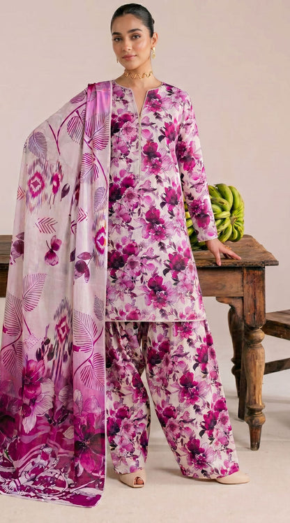 D# 22 Pink Banadora Lawn 3 Pcs Unstitched