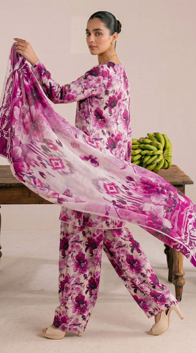D# 22 Pink Banadora Lawn 3 Pcs Unstitched