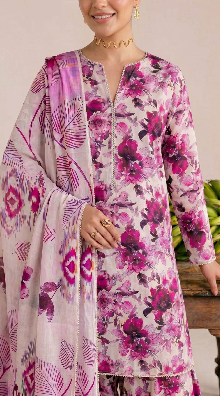 D# 22 Pink Banadora Lawn 3 Pcs Unstitched