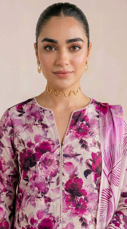 D# 22 Pink Banadora Lawn 3 Pcs Unstitched