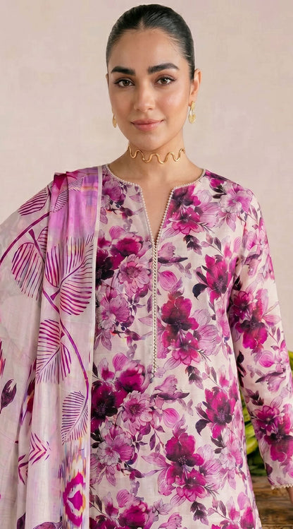 D# 22 Pink Banadora Lawn 3 Pcs Unstitched