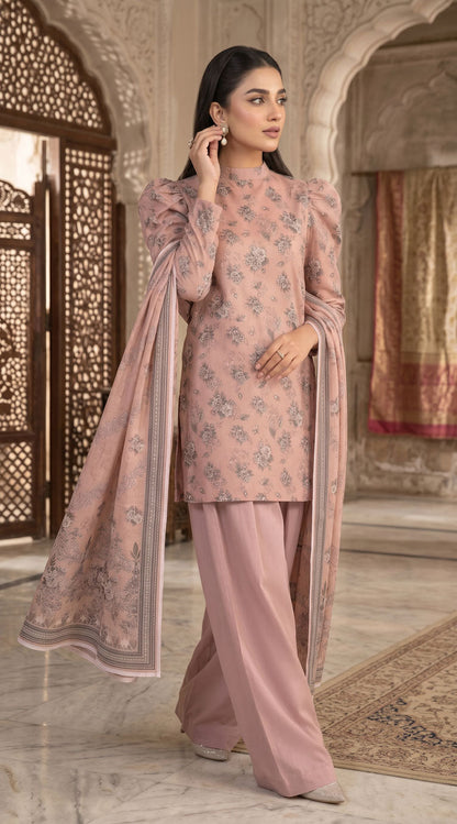 D# 33 Peach Banadora Lawn 3 Pcs Unstitched