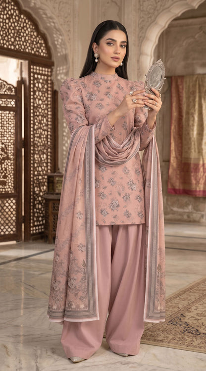 D# 33 Peach Banadora Lawn 3 Pcs Unstitched