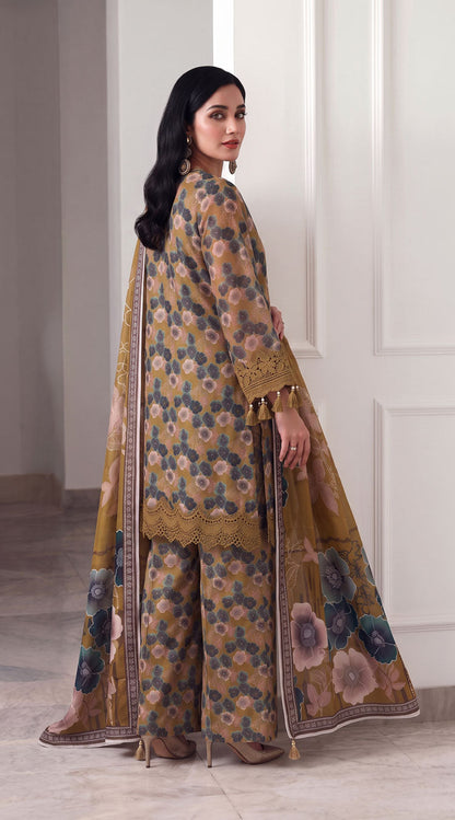 D# 3505 Golden 3 PCS Unstitched Lawn