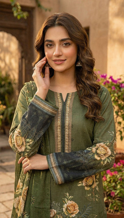 D# 5549 Mehndi Lawn 3 Pcs Unstitched
