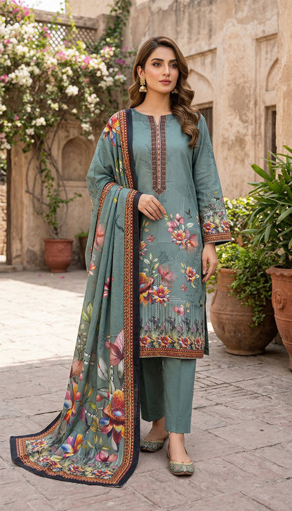 D# 5551 Zink Lawn 3 Pcs Unstitched
