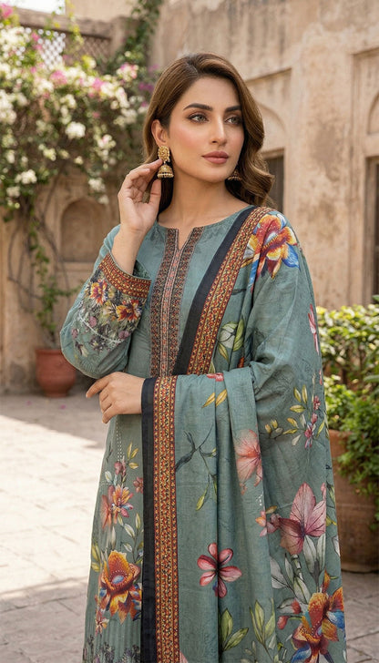 D# 5551 Zink Lawn 3 Pcs Unstitched