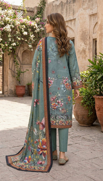 D# 5551 Zink Lawn 3 Pcs Unstitched