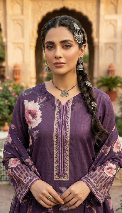 D# 5552 Majanta Lawn 3 Pcs Unstitched