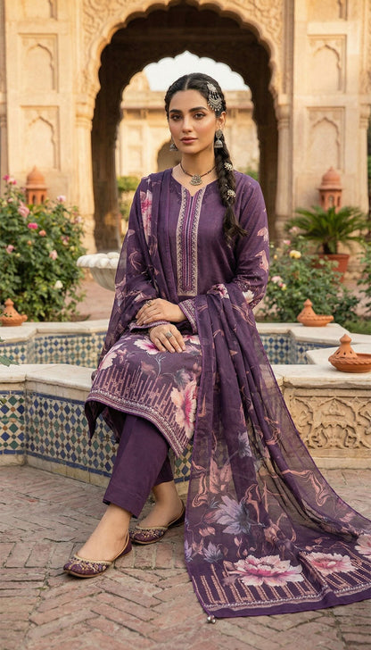 D# 5552 Majanta Lawn 3 Pcs Unstitched