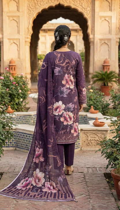 D# 5552 Majanta Lawn 3 Pcs Unstitched