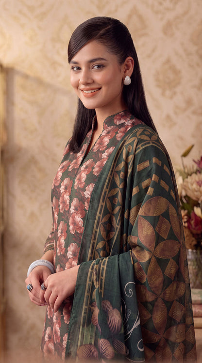 D# 7005 Green Banadora Lawn 3 Pcs Unstitched