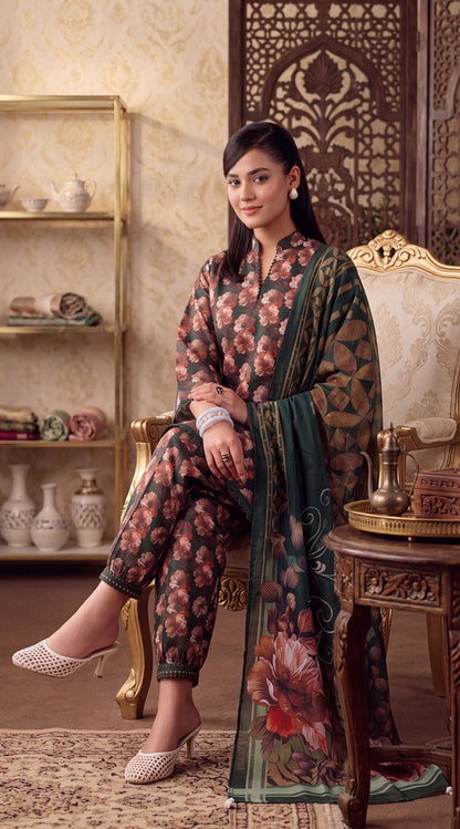 D# 7005 Green Banadora Lawn 3 Pcs Unstitched