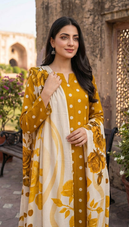 D# 7013 MUSTARD 3 PCS UNSTITCHED