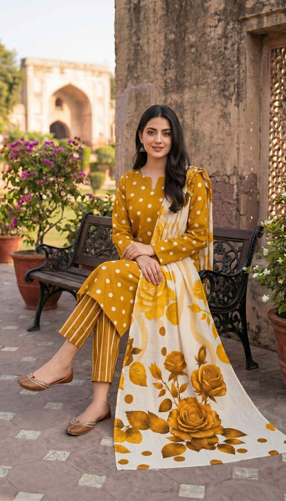 D# 7013 MUSTARD 3 PCS UNSTITCHED