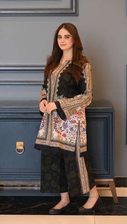 LNF P006 PRINTED CO-ORD SET BLACK