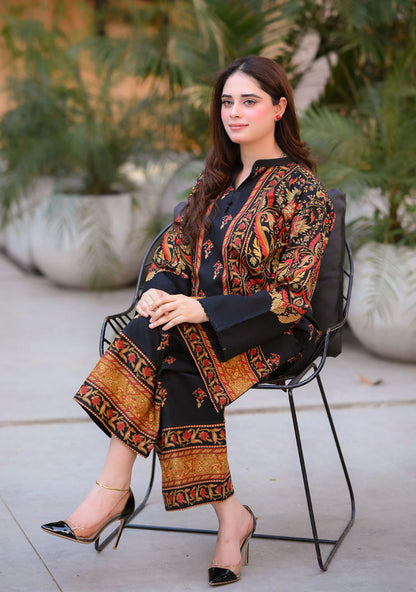 LNF P007 PRINTED CO-ORD SET MULTI BLACK