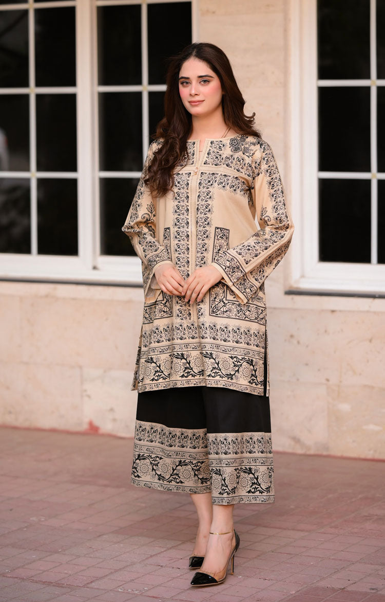 LNF P009 PRINTED CO-ORD SET SKIN-BLACK