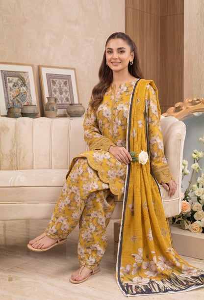 D# 3503 Mustard 3 PCS Unstitched Lawn