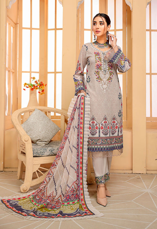 D# 01-TAN Embroidered Premium Digital Lawn 2022