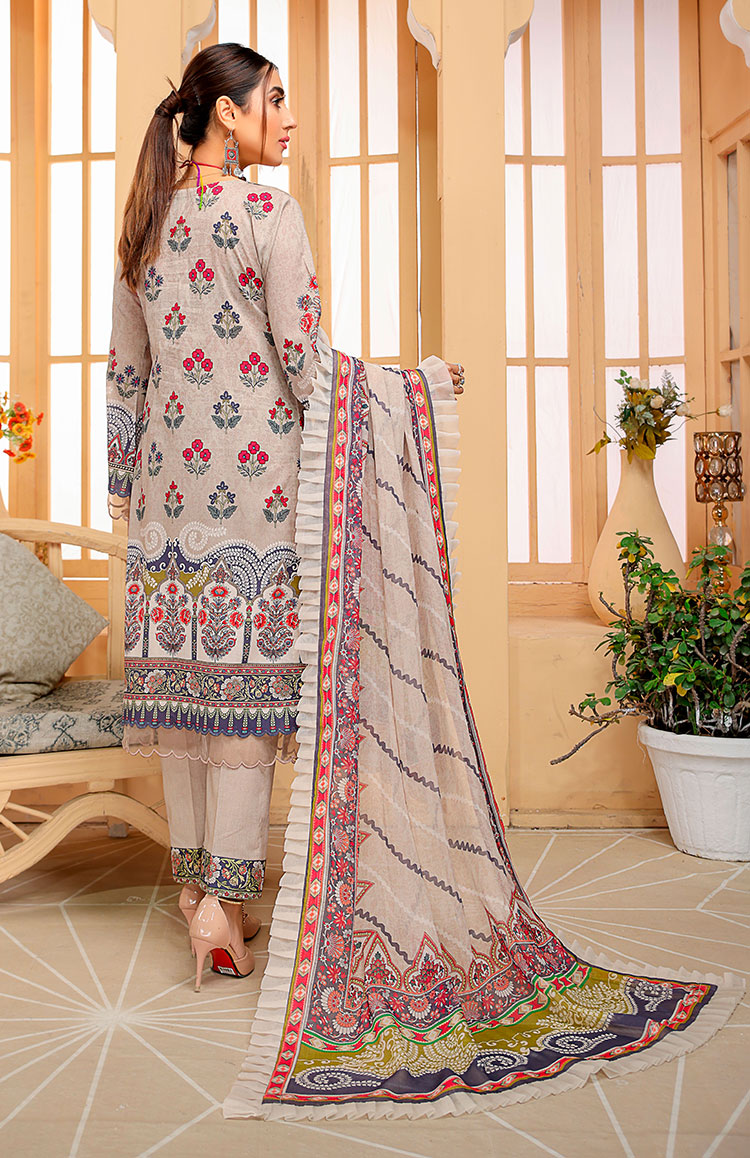 D# 01-TAN Embroidered Premium Digital Lawn 2022
