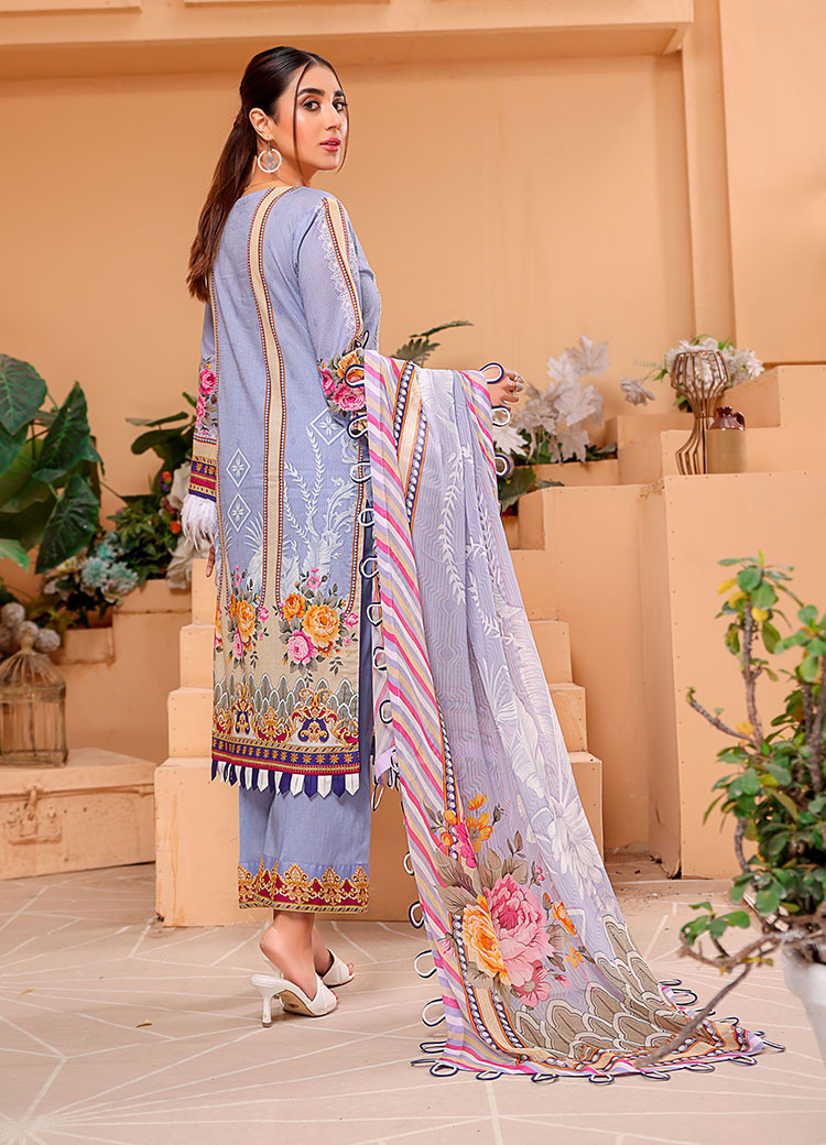 D# 02-PURPLE Embroidered Premium Digital Lawn 2022