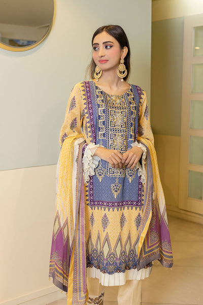 D# 03-YELLOW Embroidered Premium Digital Lawn 2022