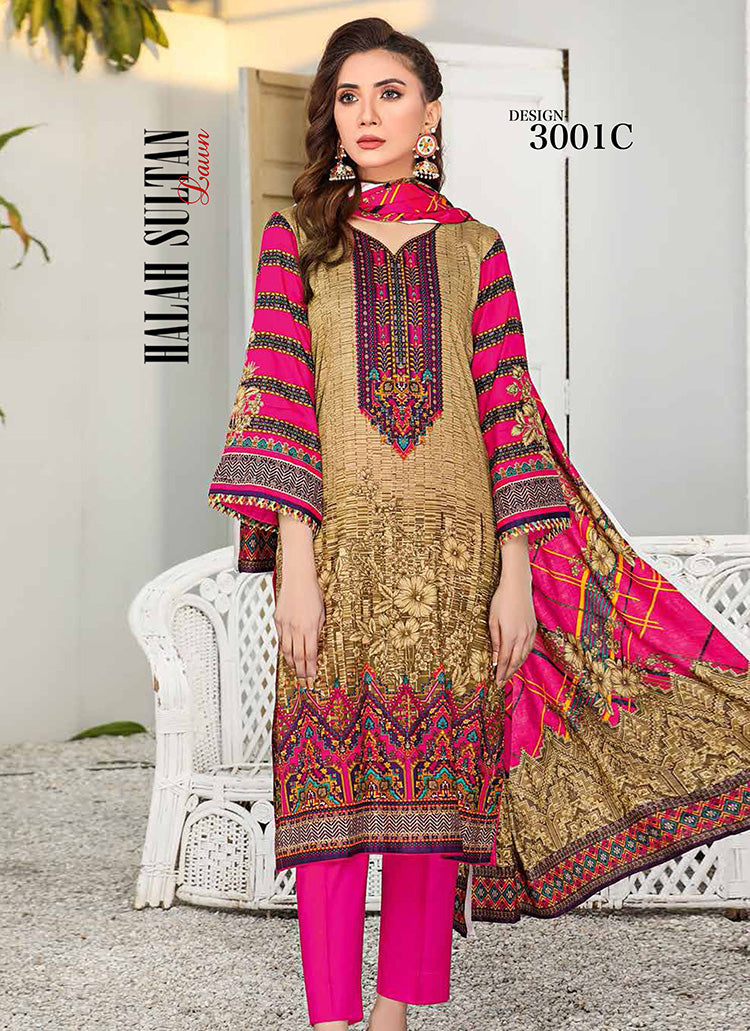 Halah Sultan Classic Lawn vol1 3001-c-2022